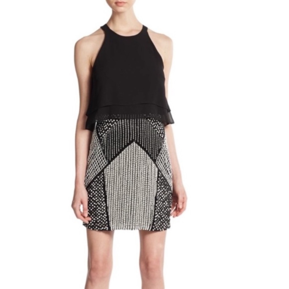 Parker black beaded cocktail dress